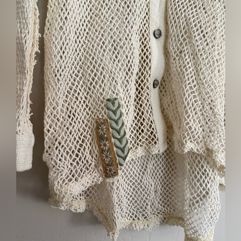 NWOT POL Coastal Nautical Fishnet Button Down Boho Shirt - Size L - Picture 11 of 14